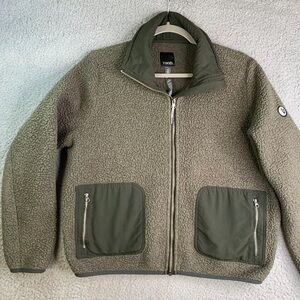 Vuori Alpine Sherpa Jacket Women's Medium Green Full Zip Fleece Pockets M